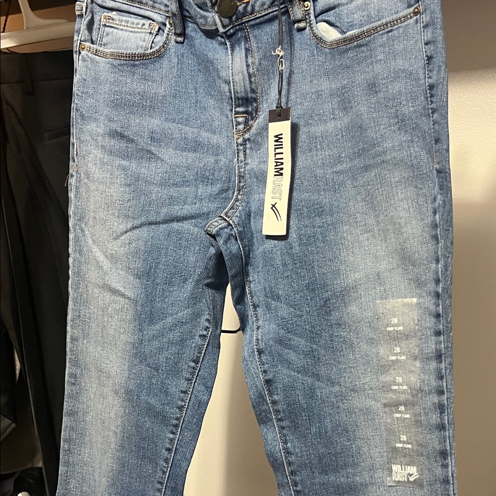 William Rast Blue Flare Jeans with Frayed Hem - Picture 5 of 11